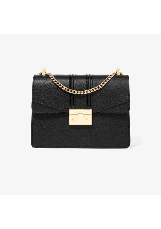 Charles Keith Chain Flap Shoulder Bag Black